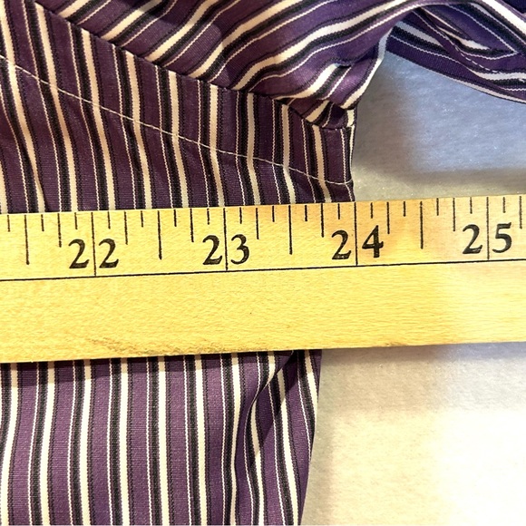 Ralph Lauren Polo Shirt Long Sleeve Purple Striped Classic Fit 16/34-35 - Picture 6 of 7